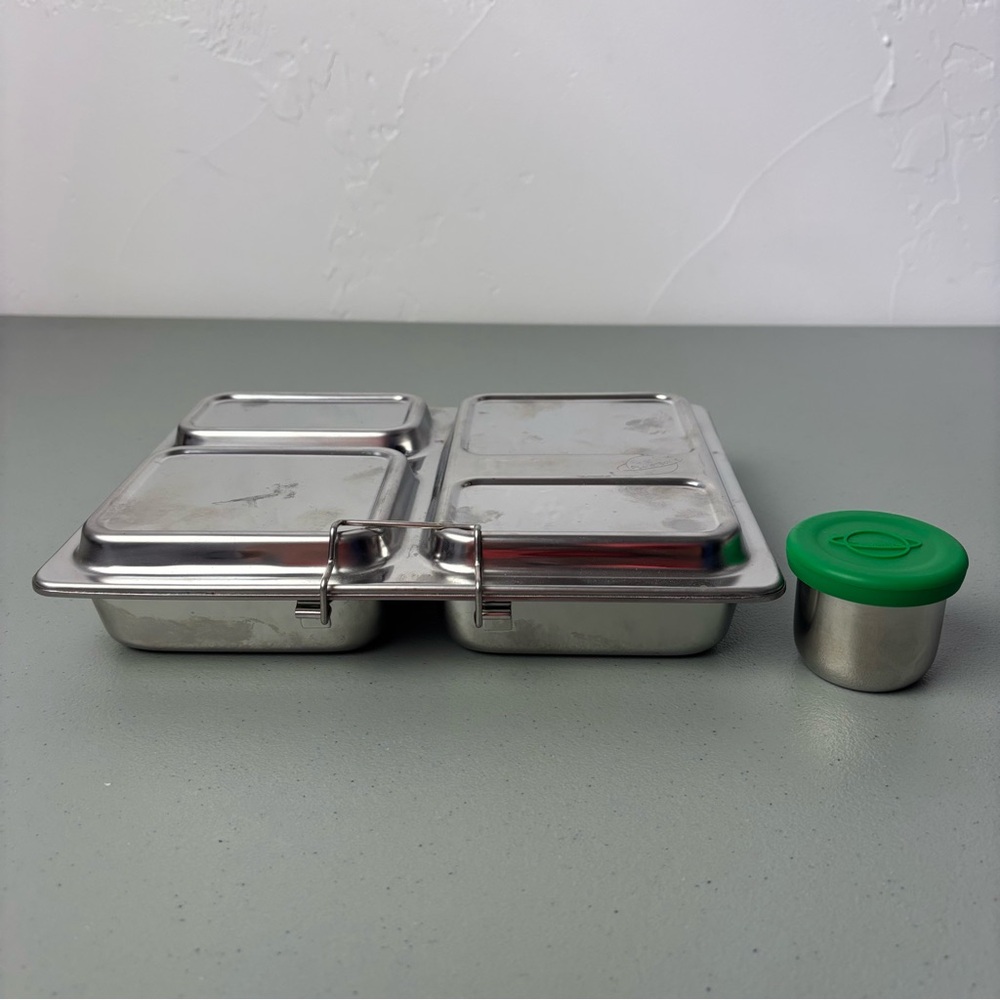 PlanetBox Stainless Steel Lunch Box Container 3 Compartment Dipper Sauce Contain
